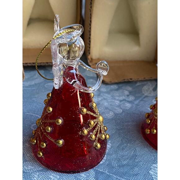 Glass angels red and gold. Set of Three (3) Christmas Ornaments NIB - Picture 14 of 16
